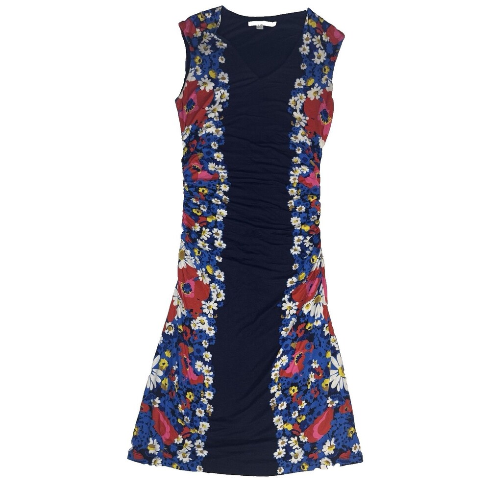 Boden Cosima Floral Navy Ruched Body Hugging Bodycon Dress Size 8R